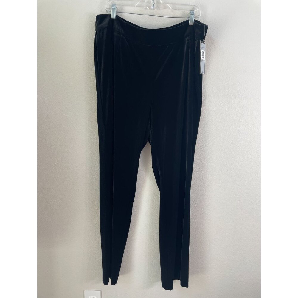 NEW Tahari Arthur‎ S. Levine Womens Plus 18W Black Velvet Wide Leg Pants